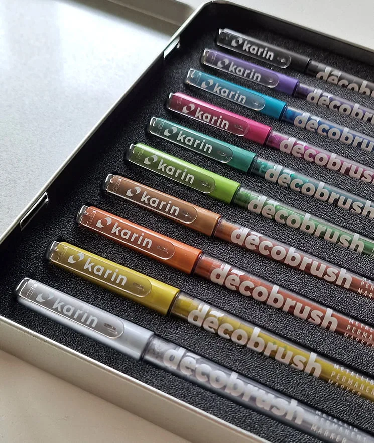 Karin DécoBrush Metallic box with 10 opaque brush pens